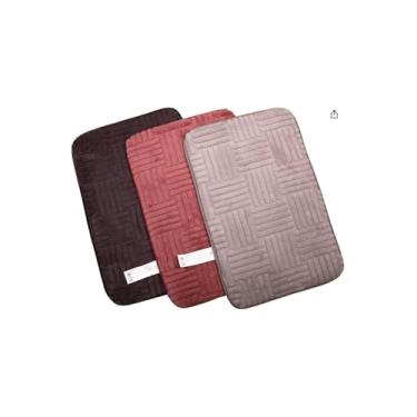 Imagem de Tapete Retangular Relevo Geométrico, 100% Poliéster, 40x60cm, Sortido (Cinza, Rosa, Azul, Bege, Preto), Macio e Confortável, 125g