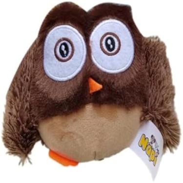 Imagem de Mordedor macio de pelucia marrom, formato de coruja, pet, filhote, relaxante, fofo, divertido