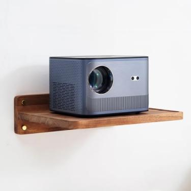 Imagem de SARUFO Prateleira de madeira de acácia para suporte de parede, prateleira flutuante de 36 x 28 cm para roteador, modem, caixa de cabos, compatível com consoles de jogos