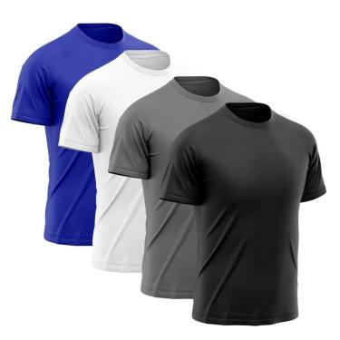 Imagem de Kit 4 Camisetas de Academia- Azul+Branca+Cinza+Preta-Unissex