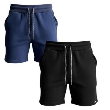 Imagem de Kit 2 Bermudas Masculina Moletinho Short Moletom Dagg Algodão Lisa Com