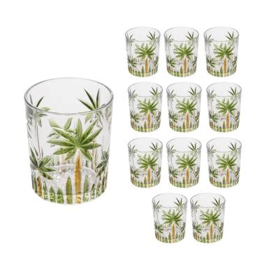 Imagem de Jogo 12 Copos De Whisky água Baixo Cristal Coqueiro Palm Tree Wolff 340ml