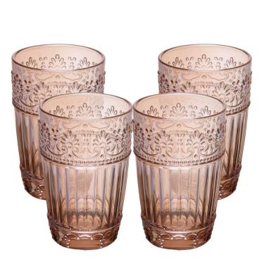 Imagem de Jogo 4 Copo De Cristal Para água Suco Mauve 350ml âmbar Wolff