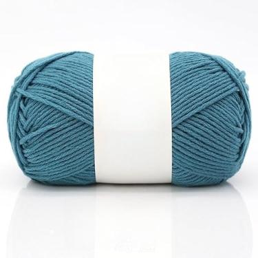 Imagem de Bolas de fio de algodão – fio de peso médio para chapéus de crochê, cachecóis, chinelos e artesanato de tricô à mão, macio e durável (turquesa)