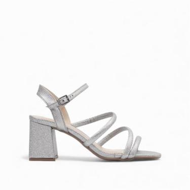 Imagem de Sandália Salto Bloco Metalizada - DORACI, Prata velho, 36