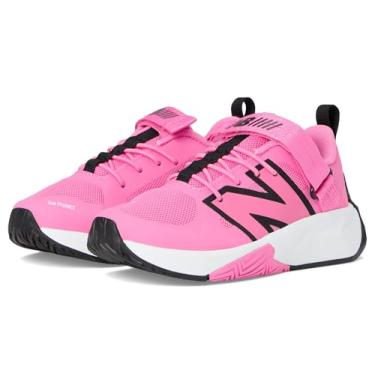 Imagem de New Balance Tênis de corrida unissex FuelCell Play V1 com gancho e laço, Sinal rosa/preto, 12.5 Wide Little Kid
