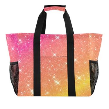 Imagem de Bolsa de praia reutilizável impermeável à prova de areia gradiente laranja para o verão, bolsa leve de verão para piscina