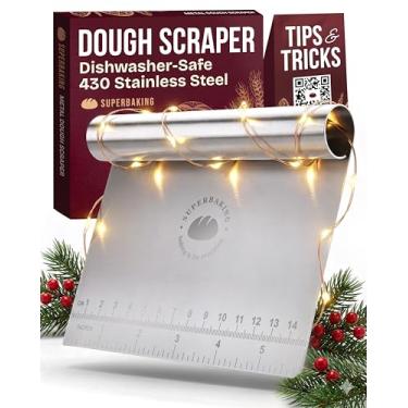 Imagem de Superbaking Raspador de massa – Raspador de bancada de aço inoxidável de 15 cm – Cortador de massa com régua – Raspador de massa e bolo – Utensílios de cozinha – Ferramentas e acessórios para fazer
