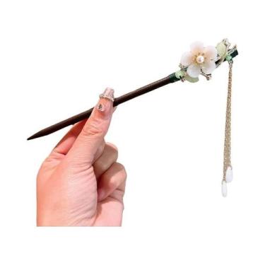 Imagem de Grampo De Cabelo De Madeira Com Franjas Florais Estilo Chinês Retrô Ac