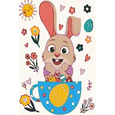 Imagem de GHHKUD Pacote com 4 kits de pintura com tema de Páscoa por números para adultos com moldura, pintura DIY por cores, adultos, crianças, animais, pintura emoldurada de coelho em tela, presentes para