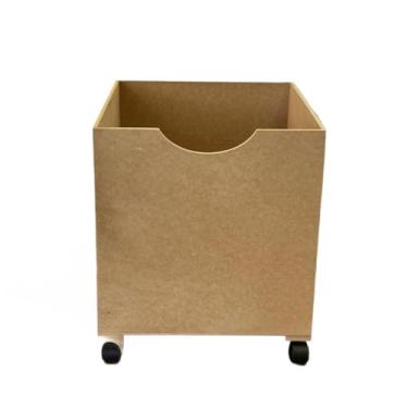 Imagem de Caixa organizadora lisa de brinquedos com rodas em MDF bau organizador(Cru)