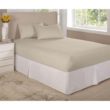 Imagem de Confecções Elba, Jogo De Lençol Cama Casal King 3 Pçs Algodão Percal 150 Fios Cor:Bege