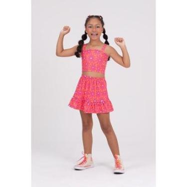 Imagem de Conjunto Infantil Cropped Saia Florido Verde-Feminino