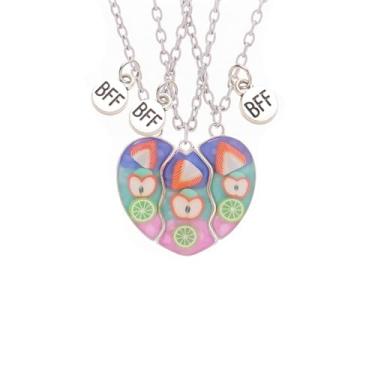 Imagem de LittleFathand Colar de amizade combinando com 3 peças, melhores amigas, para mulheres, homens, quebra-cabeça, coração, pingente de coração, joias de amizade, presente, Zinco, Sem Pedra Preciosa