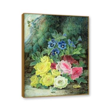 Imagem de NHLDZYH Moldura de teca. Arte de parede em tela de especiarias coloridas e colher de tempero | Decoração de cozinha vintage | Arte moderna para casa e sala de jantar. B99. 30 x 40 cm-11,8 x 15,7 pol