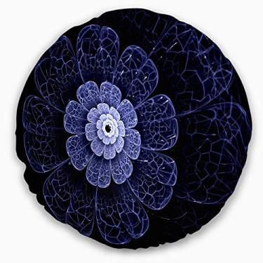 Imagem de Sala de estar com flores fractais azul brilhante brilhante Designart sala de estar, sofá, almofada de alta qualidade + capa de almofada impressa em ambos os lados 40 cm