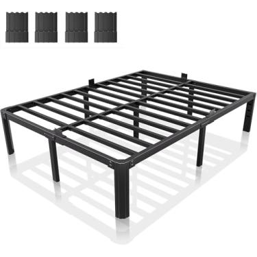 Imagem de XUKIL Estrutura de Cama de Metal de 35,5 cm, Estilo Moderno, Preta, Resistente ao Rangido, Tamanho Full, sem Necessidade de Mola Box, Montagem Fácil
