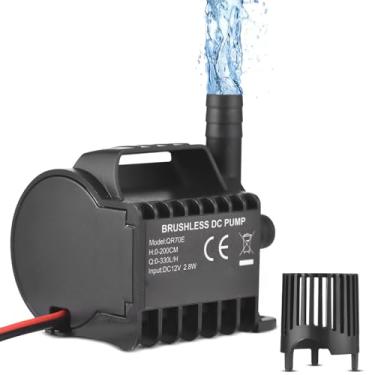 Imagem de aqxreight Bomba de água Submersível, Mini Bomba de Fonte 12V 500L/H Com Elevador de 4,9 Pés e Base de Ventosa, para Tanque de Peixes, Aquário, Lago, Animal de Estimação, Resfriamento de água (QR70E)