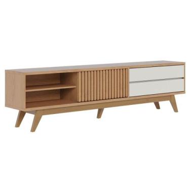 Imagem de Rack para Sala Bancada de TV 75 Pol 200cm Itália C05 Freijó/Off White 