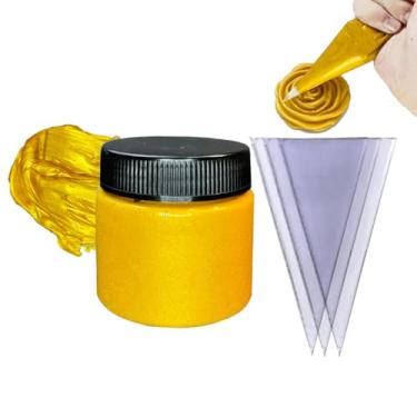 Imagem de Pasta de modelagem acrílica dourada de 300 g, com sacos de plástico, pasta de modelagem para arte texturizada, gel dourado para arte 3D, argila de modelagem para artesanato faça você mesmo, aprimora o