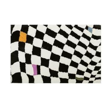 Imagem de aqxreight Capacho Xadrez Antiderrapante Preto e Branco Grade Fofo Tapete de Porta para Banheiros Cozinhas Salas de Estar Morning Glory 40x60 Preserva o Chão e Arranhões Fáceis que Usa Capacho Xadrez
