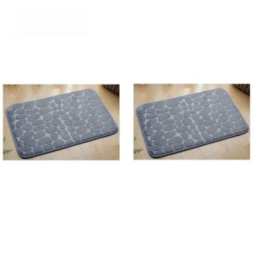 Imagem de Tapete Soft Antiderrapante Super Macio 60x40cm – Tapete Absorvente em Poliéster para Banheiro, Sala e Quarto(KIT1-Cinza-T)