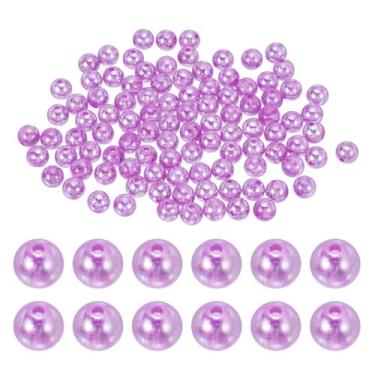 Imagem de Generic Contas redondas de acrílico de 10 mm, 200 peças de contas espaçadoras redondas de cores AB com buracos, contas soltas, para artesanato, brincos, pulseiras, colar, chaveiros, joias, roxo escuro