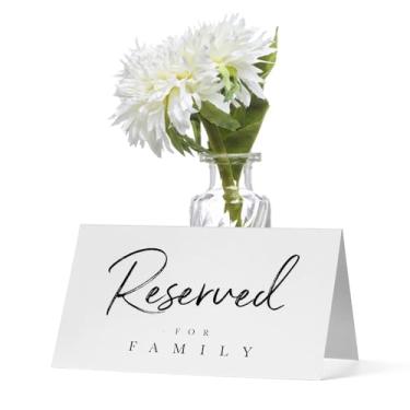 Imagem de 20 placas de mesa reservadas, placas de assento reservadas de dupla face, cartões de tenda, placa personalizada para recepção de casamento, festa, reunião de negócios, assento de restaurante