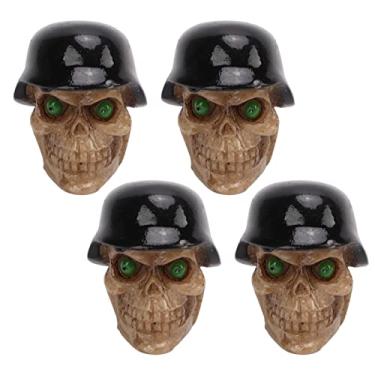 Imagem de Naroote Tampas da Haste da Válvula do Pneu Com Design de Caveira Com Anel de Borracha para Bicicletas, Caminhões, Suvs, 4 Peças de Tampas de Ar para Motocicleta (Preto)