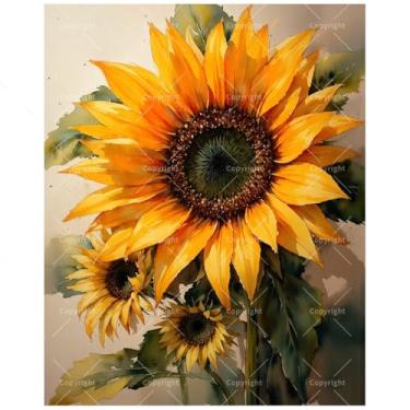 Imagem de TAOPAOLAB Kit de pintura artística de girassol por números para adultos - Pintura floral vibrante DIY em tela 40,6 x 50,8 cm, conjunto de tinta acrílica, adequado para iniciantes, arte para decoração