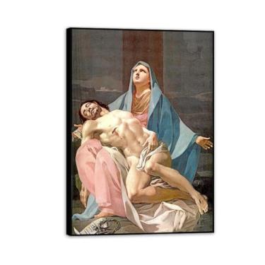 Imagem de Arte de parede Francisco Goya, Pietà, impressão em tela famosa reprodução de pinturas a óleo abstratas imagem emoldurada para decoração de casa 70 x 50 cm (28 x 20 polegadas) moldura preta