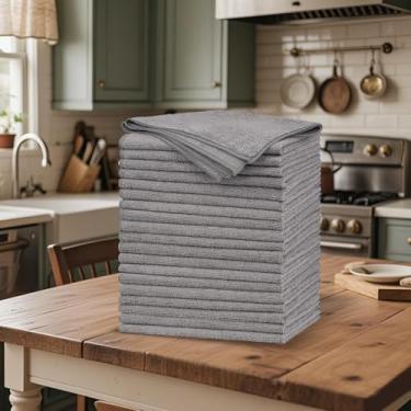 Imagem de Pacote com 20 panos de limpeza de microfibra cinza, toalhas de lavagem de carro sem fiapos, panos de limpeza absorventes para todos os fins para limpeza, pano de poeira para escritório, mecânico