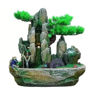 Imagem de ornamentais Fonte interna Fonte de mesa Fonte cascata natural Fonte falsa Árvore criativa simulação interna ornamental de resina para decoração de mesa de escritório em casa relaxamento(Small)