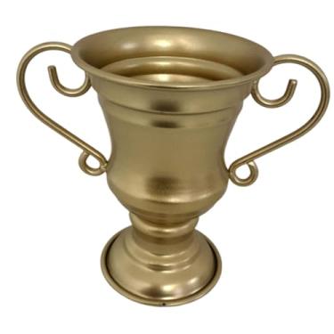Imagem de WeiLaiKeQi Vaso de flores vintage em metal, estilo troféu, para decoração de casa, vaso decorativo para plantas, recipiente para flores, ideal para mesa de, Ouro
