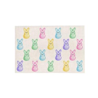 Imagem de Tapete de refeição de Páscoa, jogo americano colorido com estampa de coelho, decoração de mesa de férias de primavera