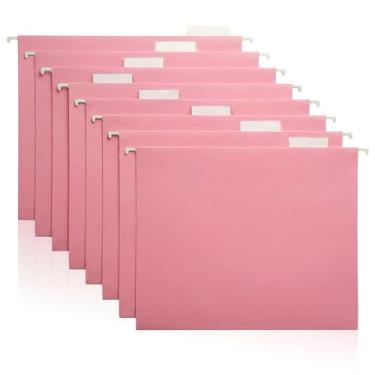 Imagem de Pastas de arquivo suspensas rosa – Pacote com 8, pastas organizadoras de arquivos tamanho carta para casa, escritório, escola e armários de arquivamento