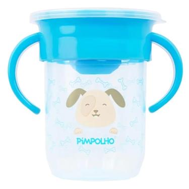 Imagem de Pimpolho Copo de Treinamento 360º Infantil Antivazamento com Tampa Protetora, Silicone Macio, 240 mL, 6 Meses+ (Azul)