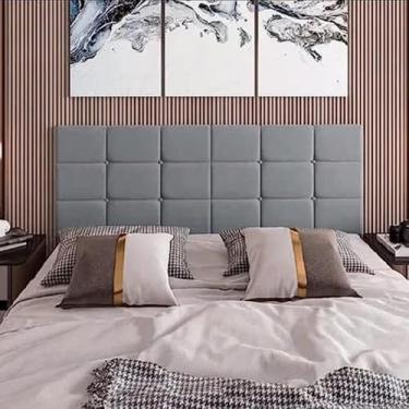 Imagem de Cabeceira Painel Estofada Suspensa Bia 1,40 Cama Box casal (Cinza Suede)