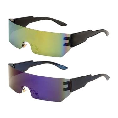 Imagem de HARFINGTON Óculos de sol femininos, óculos de sol retrô de policarbonato com proteção solar, Cinza e azul, Standard