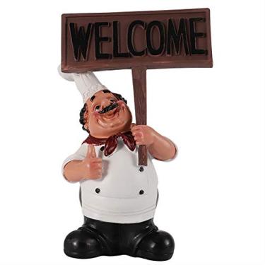 Imagem de CUOFYUNL Figuras de chef de resina ornamento estátua modelo artesanato decoração bar cafeteria (bs-003)