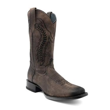 Imagem de Ferrini Bota masculina Full Quill Ostrich Western, Cereja preta, 41 BR