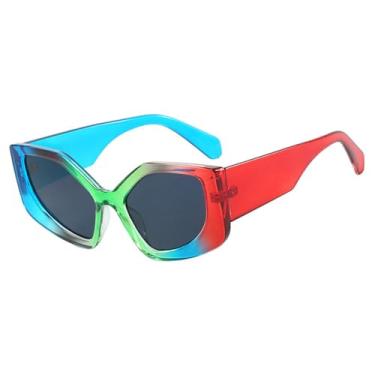Imagem de Óculos de Sol Femininos Candy Colors com Lentes Largas, Formato Olho de Gato e Proteção UV400, Ideais para Esportes ao Ar Livre, Corrida e Ciclismo, Cor Cinza