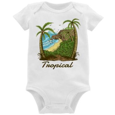 Imagem de Body Bebê Tropical Beach - Foca na Moda, Branco, P
