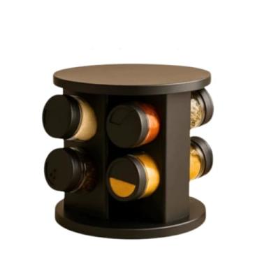 Imagem de Porta Temperos Giratório Profissional com 9 Potes de Vidro e Tampa Dosadora – Organizador de Condimentos para Cozinha (6 - PotesS)