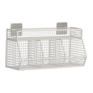 Imagem de YWJLQH Cesta de Parede para Pendurar Gengibre E Alho, Suporte para Potes de Especiarias, Cesta de Ferro para Armazenamento de Armário, 3 grades