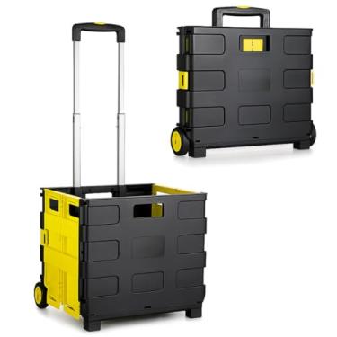 Imagem de Carrinho Dobrável Multiuso Portátil Vira Maleta até 25kg com Rodas para Feira Compras e Transporte