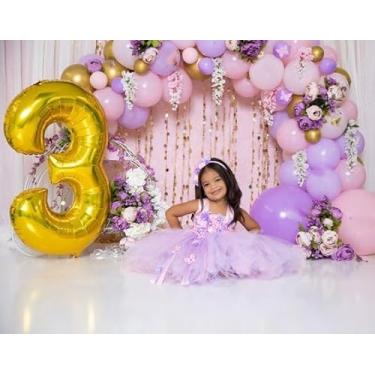 Imagem de Balão de números 3, balão grande dourado de 101 cm para decoração de aniversário de três anos, 3 13 30 31 decorações de festa de aniversário para suprimentos de casamento