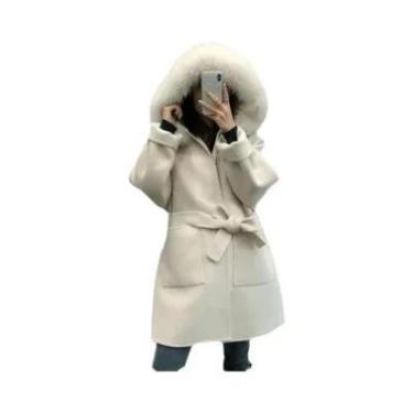 Imagem de Jaqueta De Inverno Feminina Oversize Com Gola E Punhos De Pele De Rapo