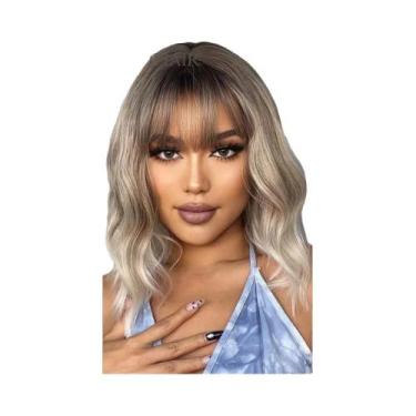 Imagem de Peruca Sintética Curta Lisa Loiro Claro Para Mulheres, Cabelo Natural,