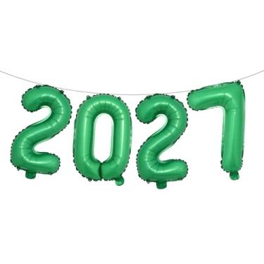 Imagem de Balões de alumínio número 2027 de 40,6 cm para festa de ano novo, decorações de formatura, decoração de escritório em casa (verde 2027)